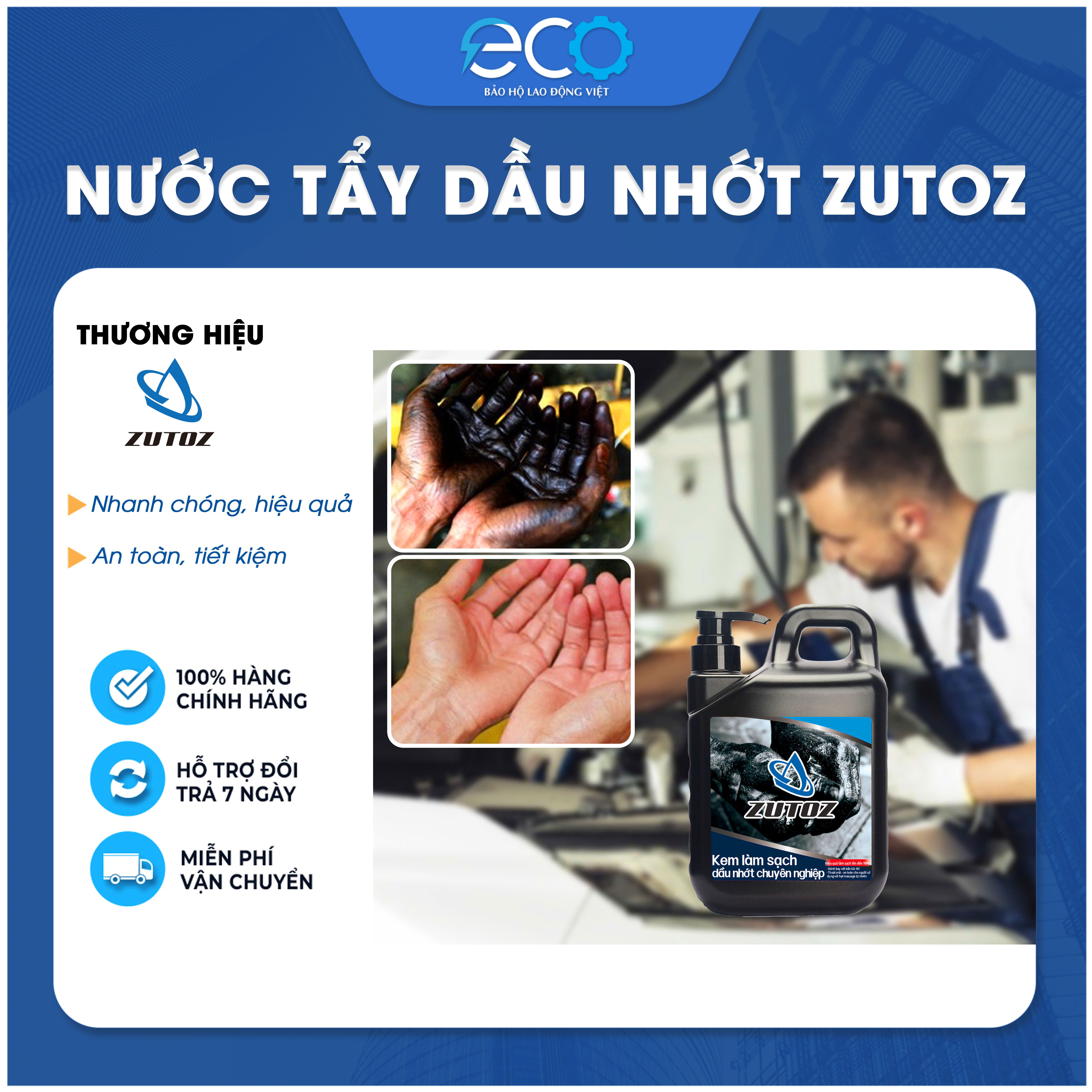 ZUTOZ dung dịch rửa tay công nghiệp – Tẩy sạch dầu nhớt, mỡ nặng, keo, sơn – Bảo vệ da – Chai 1 Lít