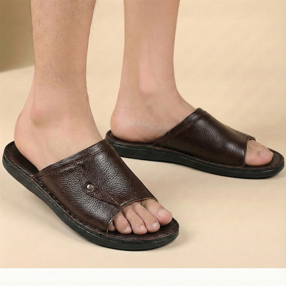 Dép Nam Quai Ngang HA NAM Da Bò Thật Cao Cấp DNA2124