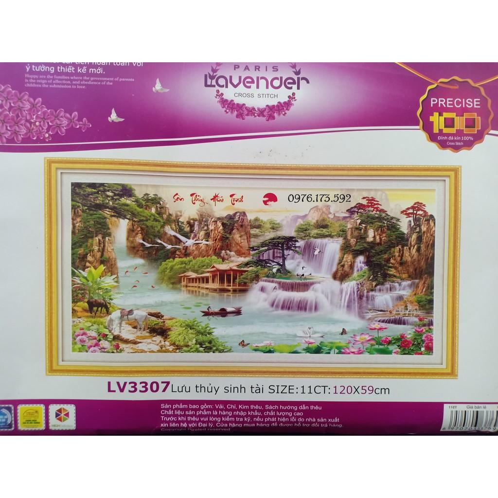 Tranh thêu chữ thập Lưu Thủy Sinh Tài I 120x59cm I  LV3307