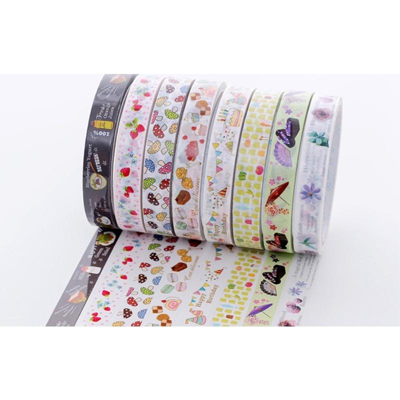 Cuộn Băng Dính Washi nhiều mẫu Dùng Trang Trí Tiện Dụng