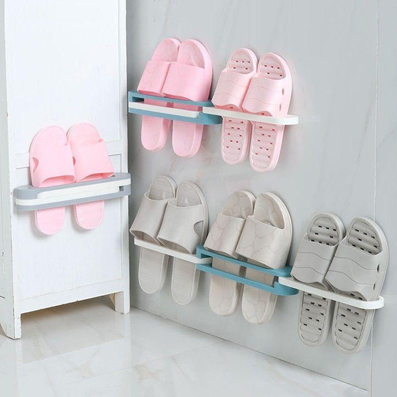 Kệ để giày dép bằng nhựa gấp gọn treo dán gắn tường giúp tiết kiệm không gian