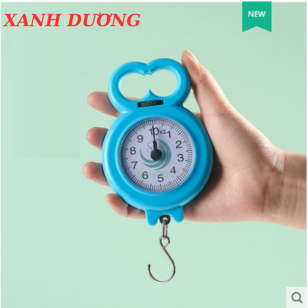 [CHỌN MÀU]-Cân Điện Tử Cầm Tay 10kg Có Lò Xo Cân Đo Kỹ Thuật Số Độ Chính Xác Cao Treo Hành Lý Nhà Bếp-Cân Treo Mini 10 kg - Xanh trời