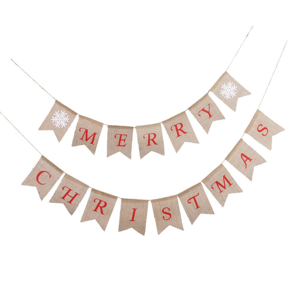 Burlap Bunting Xmas Banner Merry