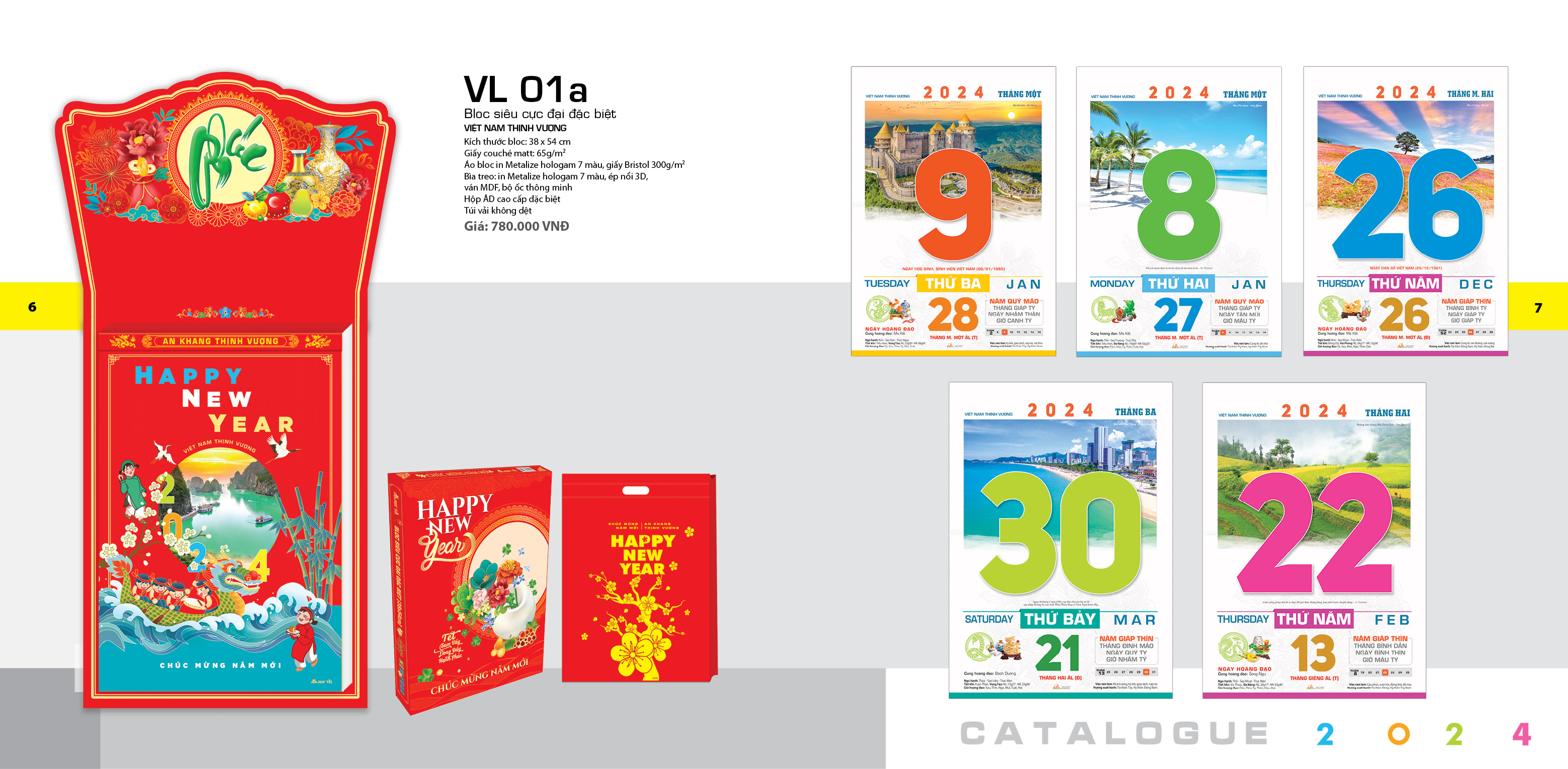 Lịch Bloc 2024 - VL01a Siêu Cực Đại Đặc Biệt - Việt Nam Thịnh Vượng - Vanlangbooks