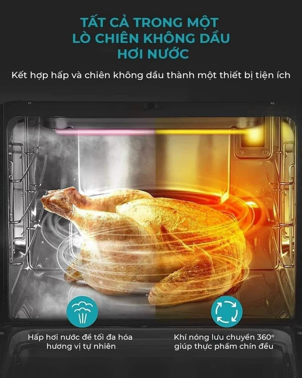 Nồi Chiên Không Dầu Kết Hợp Nồi Hấp - KUCHEN - KUPCL2218 - 15 Lít - Hàng chính hãng