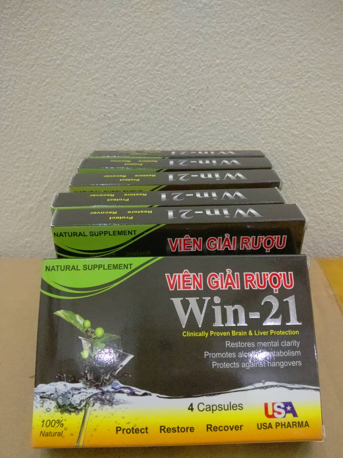 Combo 6 Hộp Viên Giải Rượu Win 21 - Tự Tin Hơn Khi Uống Rượu - Không Đau Đầu Khi Uống Say - 1 Hộp Có 4 Viên, 1 Combo 6 Hộp Có 24 Viên