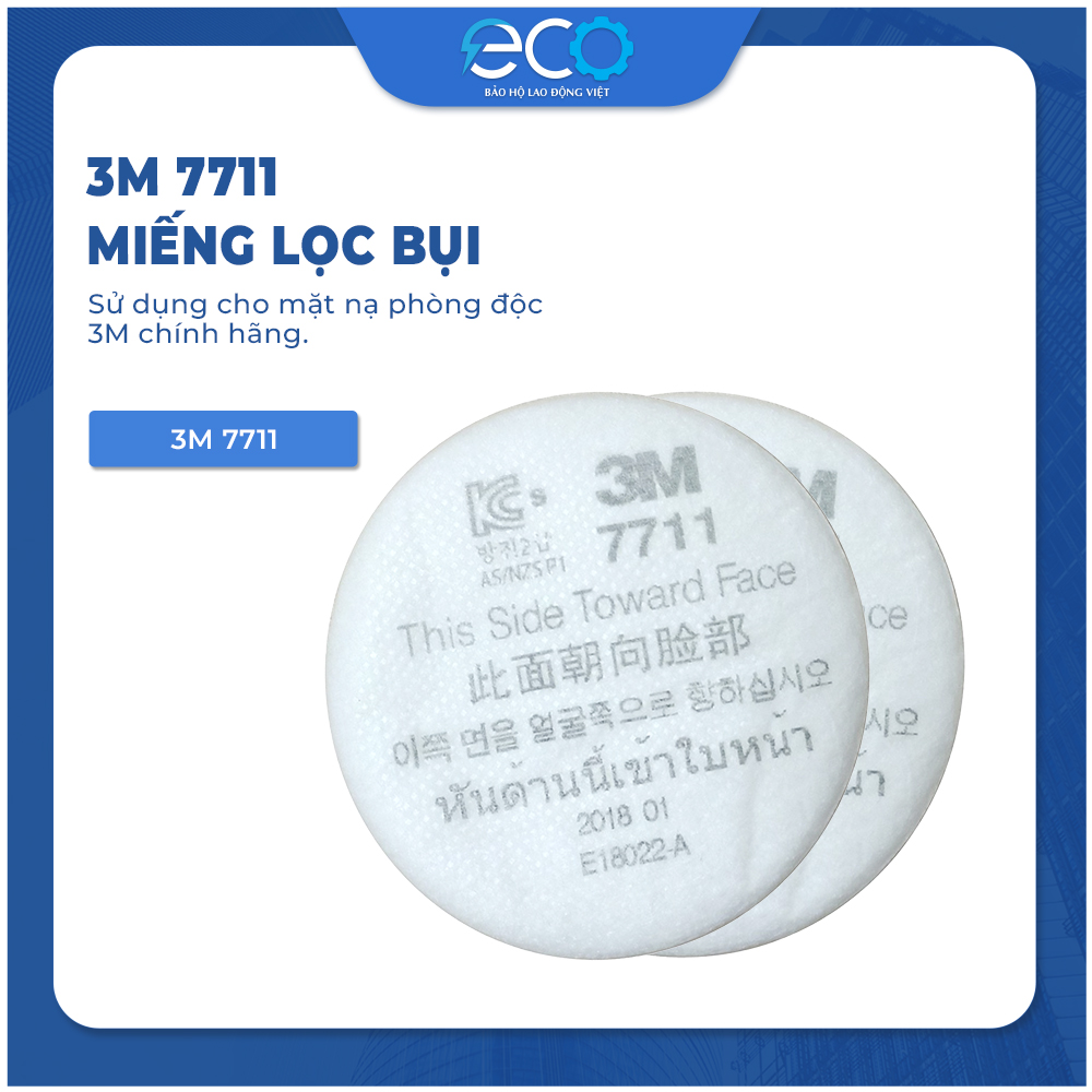 Tấm Lọc Bụi Mặt Nạ 3M 7711 lọc bụi mịn, cản hoá chất, tăng hiểu quả lọc cho phin
