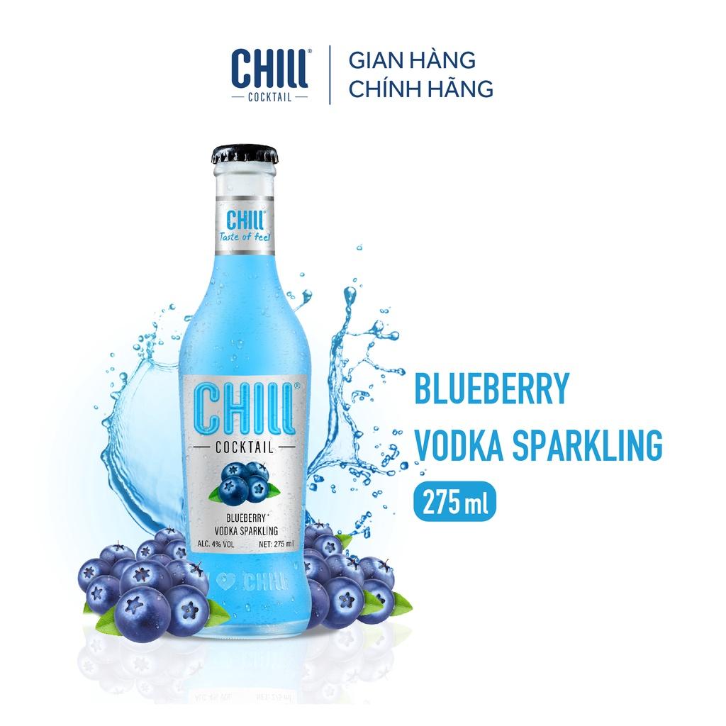 Thùng 24 chai Chill Cocktail Blueberry Vodka Sparkling 275ml/chai