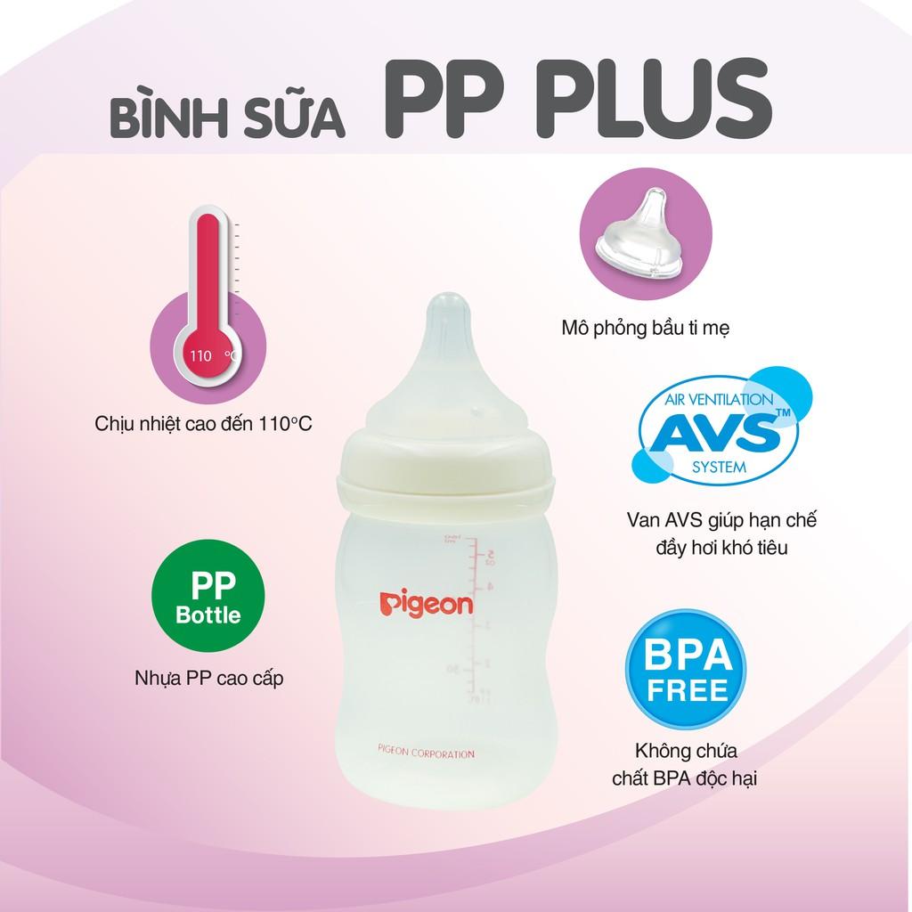 Bình sữa cổ rộng PP Plus Pigeon 160ml/ 240ml/ 330ml