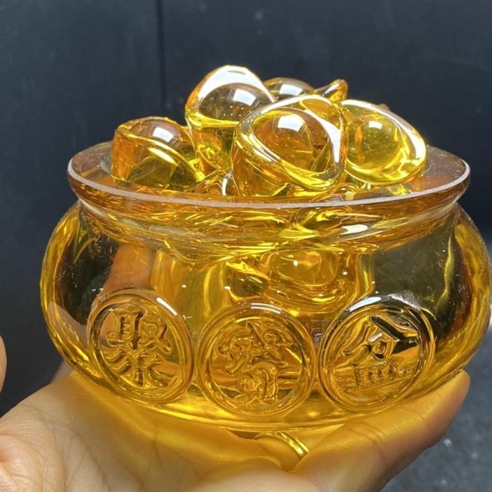 Bát Tụ Bảo Lưu Ly, Bát Tụ Bảo Chiêu Tài Đá Lưu Ly Cao Cấp - Đường Kính 10cm