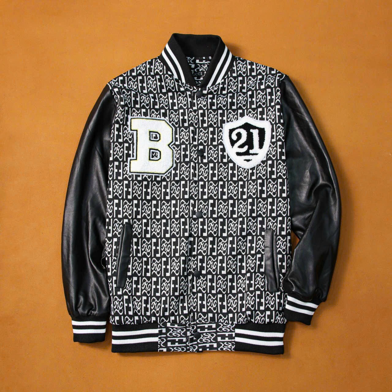 Áo Khoác nam BOMBER Cotton Umi dày dặn, Phối tay vải da