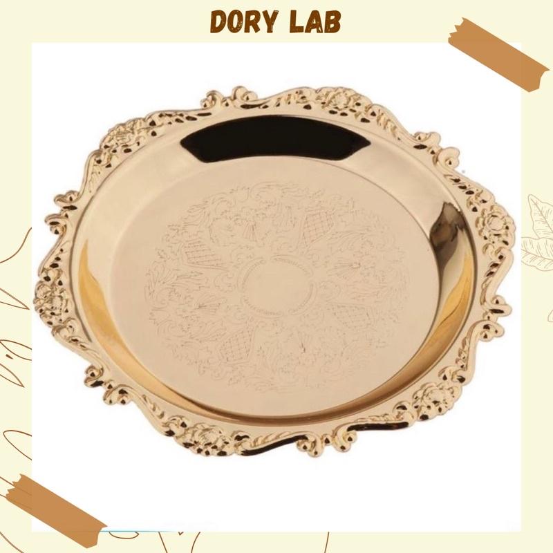 Khay Kim Loại Đựng Nến, Đĩa Tròn Phụ Kiện Decor Chụp Ảnh Phong Cách Cổ Điển - Dory Lab