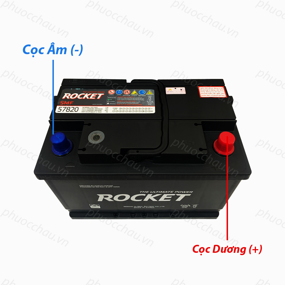 Bình Ắc Quy 12V-78Ah, Ắc Quy ROCKET SMF 57820