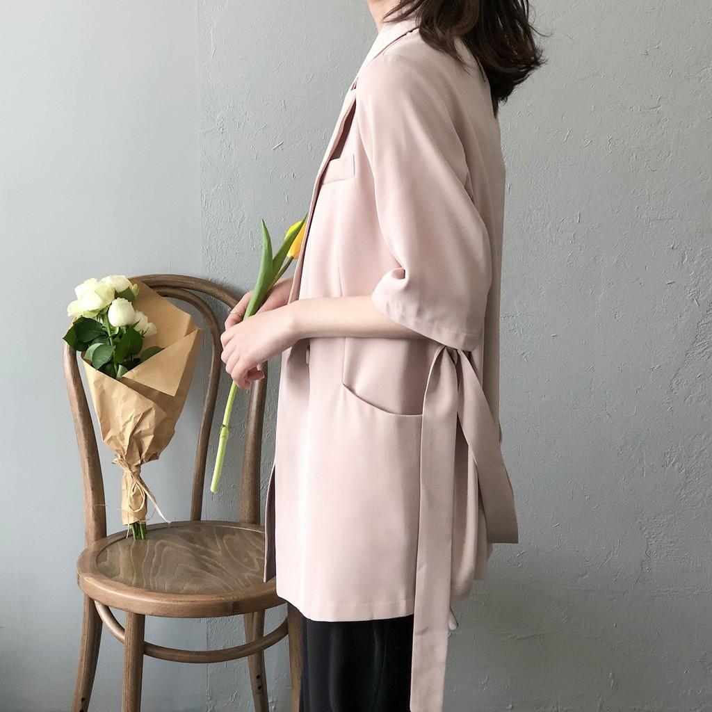 ÁO BLAZER NỮ NGẮN TAY PHỐI DÂY BUỘC EO
