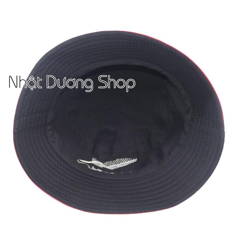 Nón bucket chiếc lá 2 mặt mũ tai bèo vành nhỏ thêu chiếc lá phù hợp cho nam và nữ