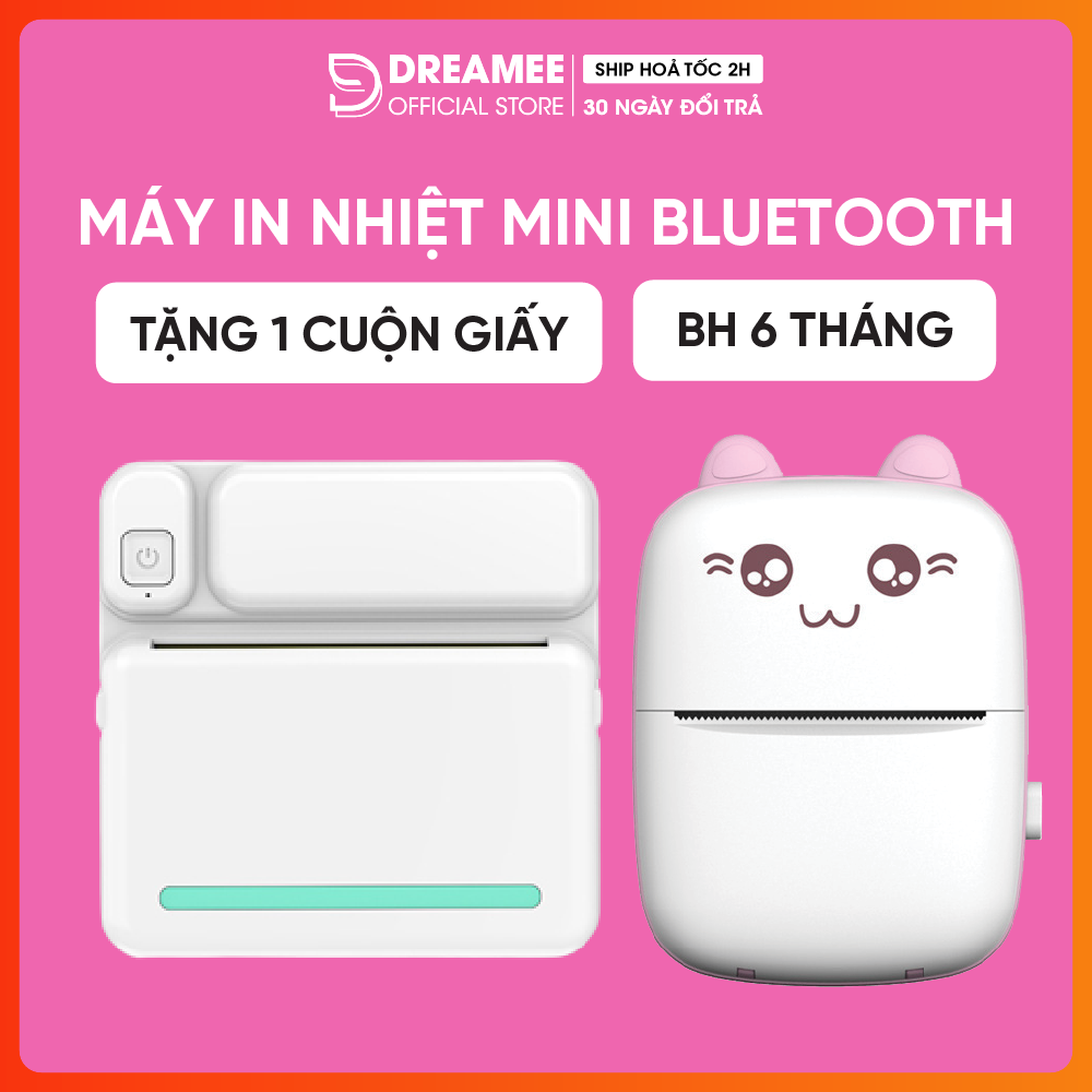 Máy In Nhiệt Mini Bluetooth, Máy in ảnh, tài liệu, Phao, Đơn hàng, Nhãn dán không cần mực