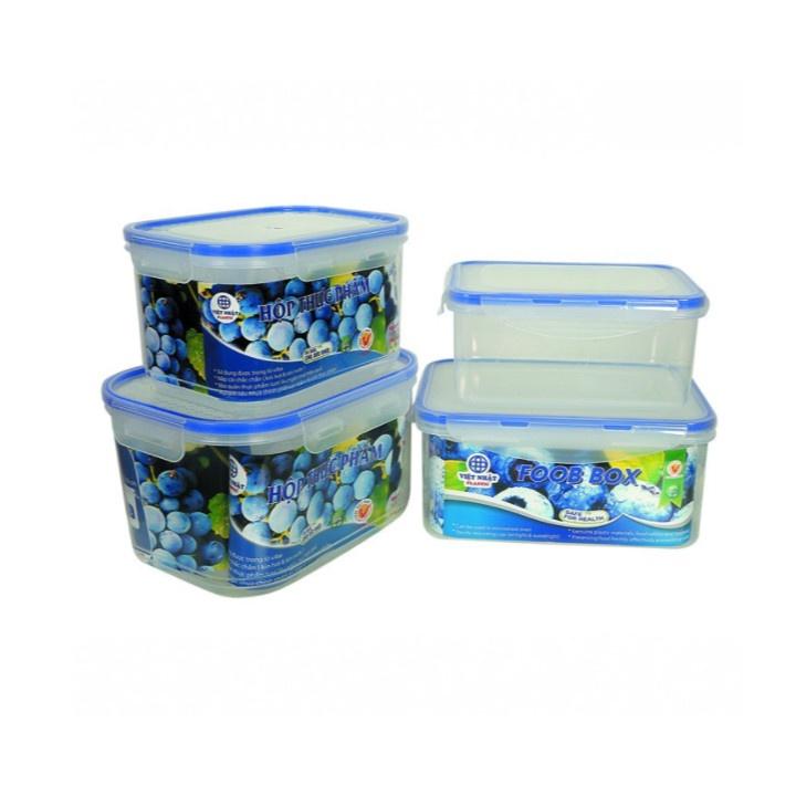 Hộp thực phẩm - hộp lạnh 4 khóa nhựa đựng thức ăn