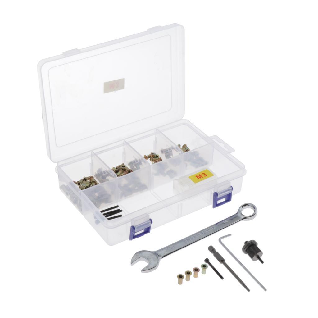 100pcs M3 Rivnut, Wrench, Hex Key, Hexagonal Batch Head, Nuts Rivet Kit