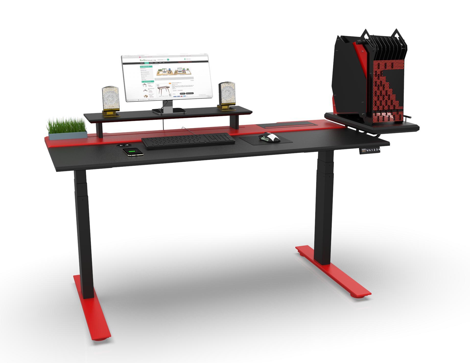 Bàn Gaming thông minh - Đỏ - 70x1m70 -  Nâng hạ độ cao tự động - Smartdesk Gaming