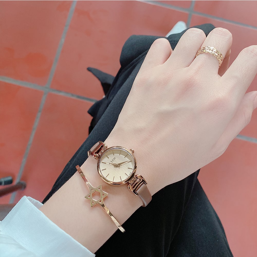Đồng Hồ Nữ JA-925E Julius Hàn Quốc Dây Da (Nâu)