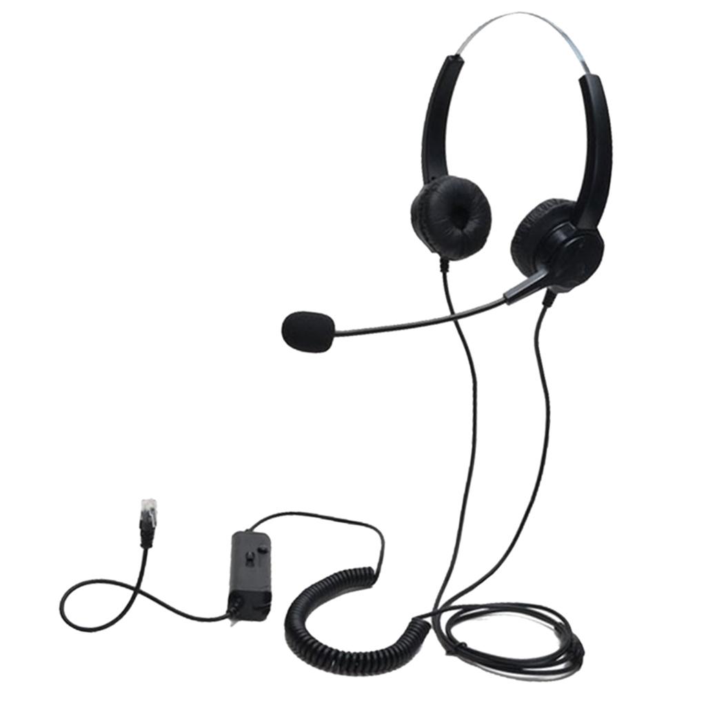 Handsfree Call Center Noise Canceling Binaural Headset RJ9 with Microphone