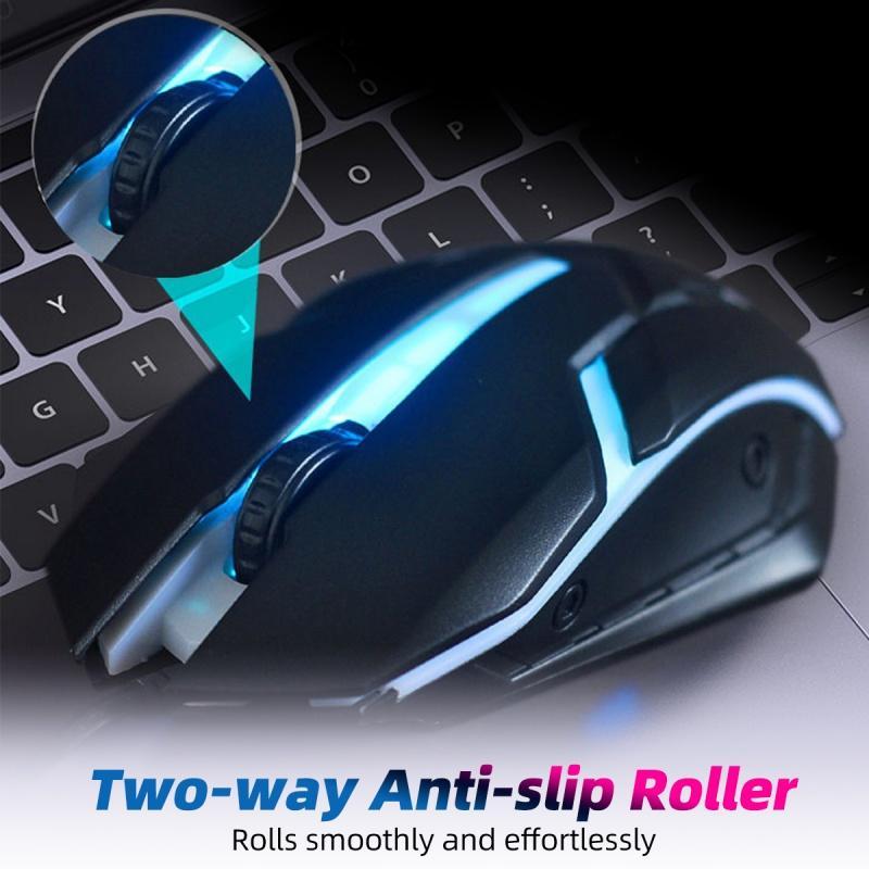 Chuột quang chơi game ANKNDO có dây tích hợp và đèn nền 7 màu RGB không gây tiếng ồn dành cho laptop và PC