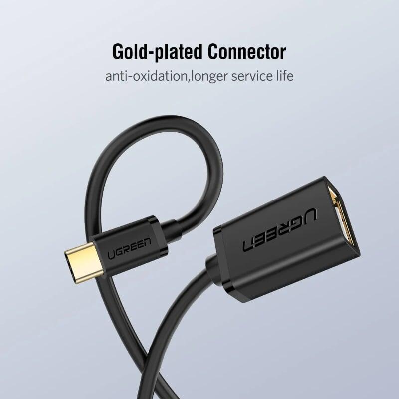 Ugreen UG30175US154TK 13CM màu Đen Dây USB Type-C sang USB 2.0 male - male - HÀNG CHÍNH HÃNG