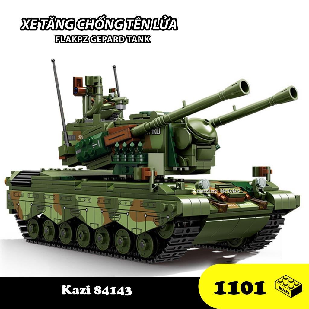 Đồ chơi Lắp ráp Xe Tăng chống tên lưa, Kazi 84143 Flakpz Gepard Tank, Xếp hình thông minh