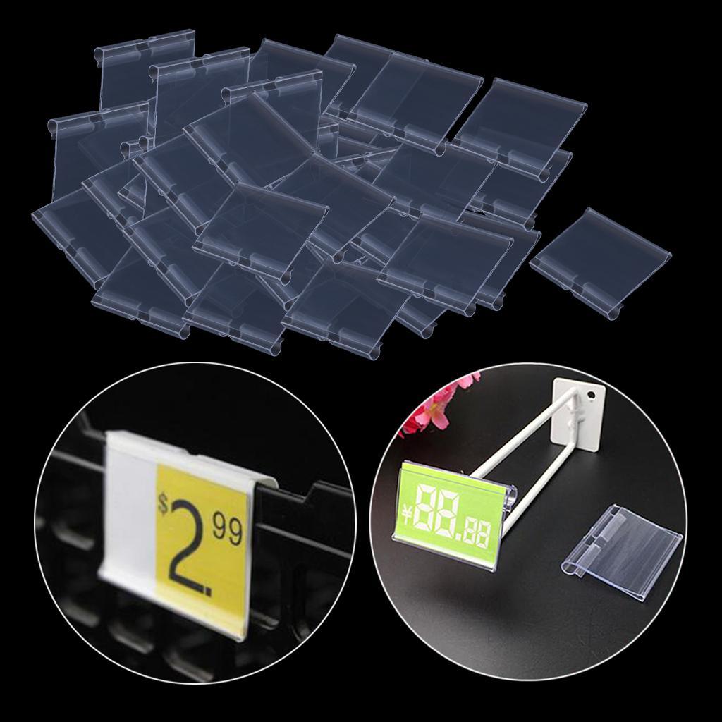 3x Pack of 50 Transparent Plastic Merchandise Shelf Price Tag Label Holder for Shops Warehouse Reusable