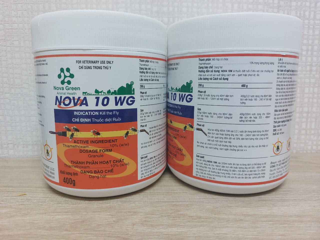 Thuốc diệt ruồi chuồng trại, bãi rác, khu dân cư NOVA 10WG - lọ 400gr