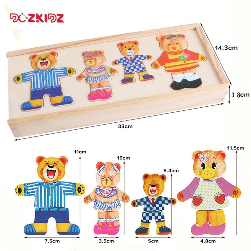 Đồ chơi gỗ ghép hình - Ghép hình gia đình gấu/thỏ - DOZKIDZ