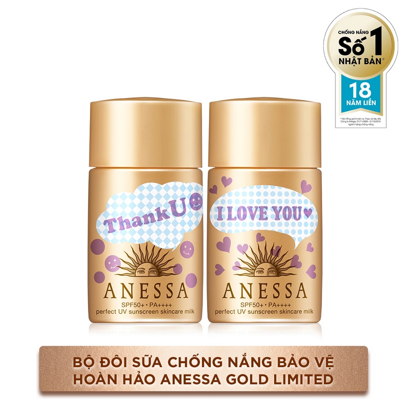 Bộ đôi sữa chống nắng bảo vệ hoàn hảo Anessa Gold Limited 20mlx2