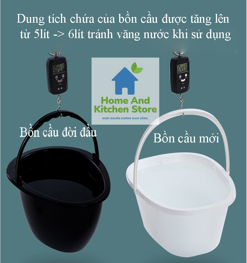 Bồn cầu di động CÓ TAY VỊN, TỰA LƯNG, NÉP KÉP NGĂN MÙI VÀ CHỐNG TRƯỢT BO QUANH cho người già, phụ nữ mang thai, người bệnh khó vận động