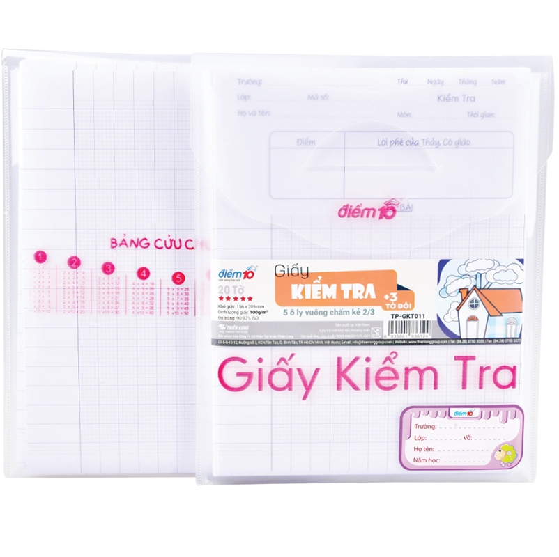 Giấy Kiểm Tra Điểm 10 5 Ôly - TP-GKT011