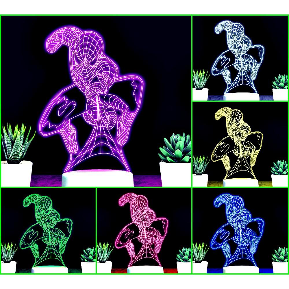 ĐÈN LED 3D 16 MÀU HÌNH NGƯỜI NHỆN - QUÀ TẶNG Ý NGHĨA, QUÀ SINH NHẬT,TRANG TRÍ, ĐỂ BÀN , PHÒNG NGỦ