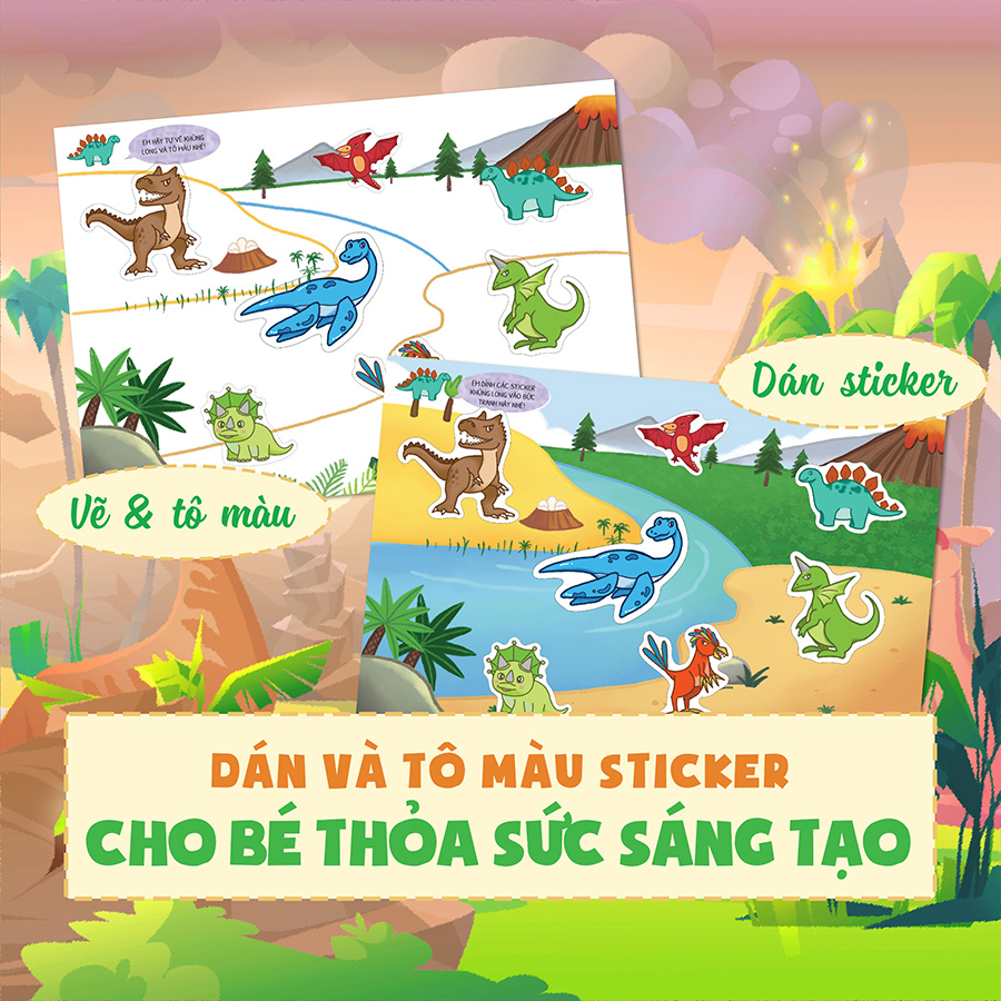 DINO tập vẽ - 4 bước vẽ đơn giản Khủng Long