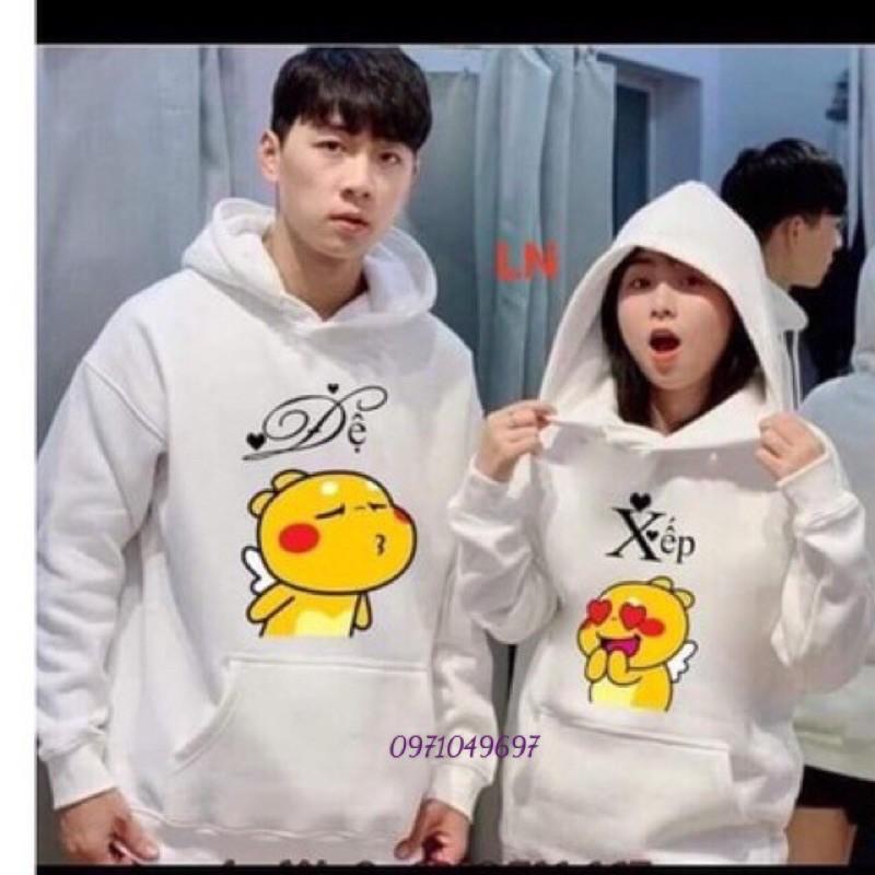 Hoodie đôi nỉ cotton loại dày (có 3 màu