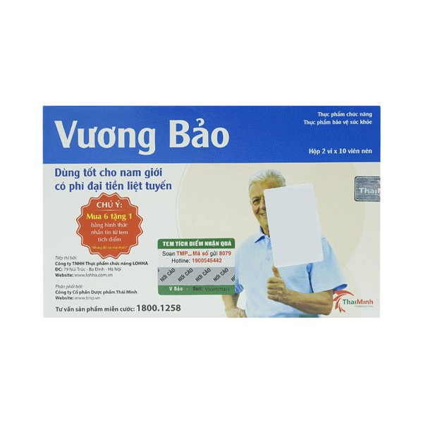 Thực phẩm bảo vệ sức khỏe Vương Bảo hỗ trợ điều trị phì đại tiền liệt tuyến-Hộp 20 viên