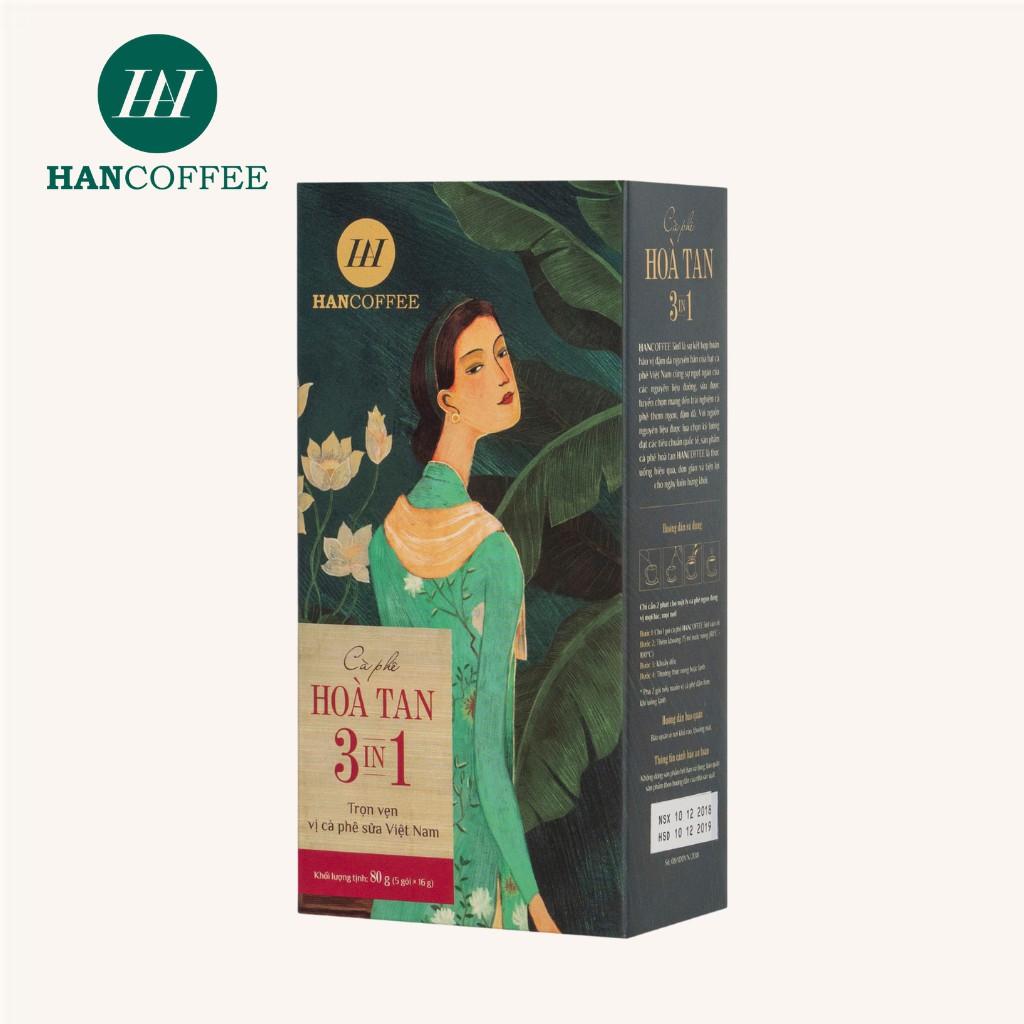 Cà Phê Hòa Tan 3IN1 Sấy Lạnh HANCOFFEE Đậm Hương Cà Phê, Thơm Nhẹ Mùi Sữa Hộp 5 Gói - HN3IN1S