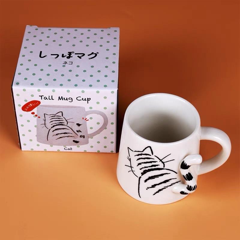 Cốc sứ Mèo 300ml làm cốc uống nước văn phòng quà tặng tạo hình siêu dễ thương