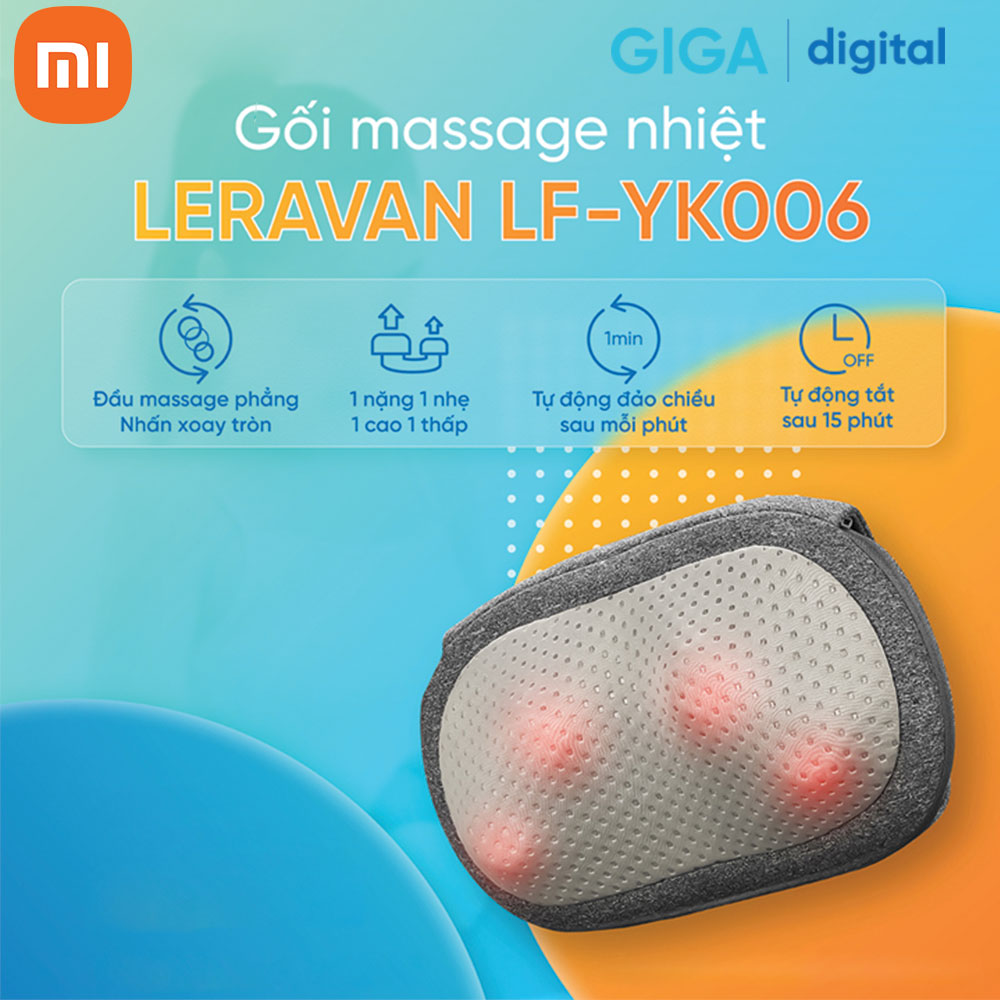 Gối massage nhiệt không dây Xiaomi Youpin Leravan LF-YK006 - Hàng Chính Hãng