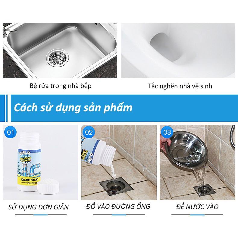 Bột Thông Tắc Cống Đường Ống Bồn Cầu, Bồn Rửa Mặt - Xử Lý Triệt Để Cặn Bã Chất Thải Hữu Cơ