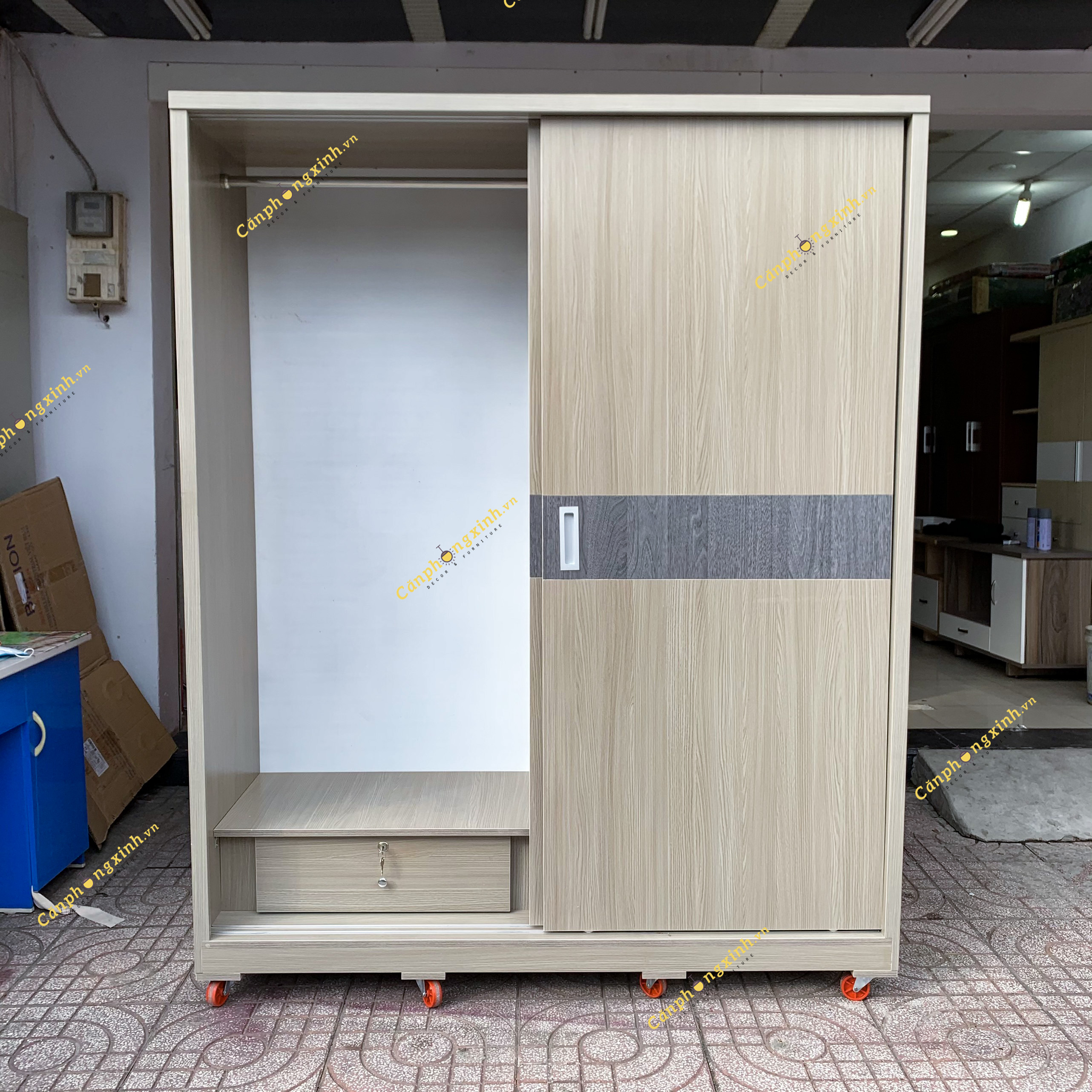 Tủ quần áo CPX-T16, tủ cửa lùa,gỗ MDF phủ melamin