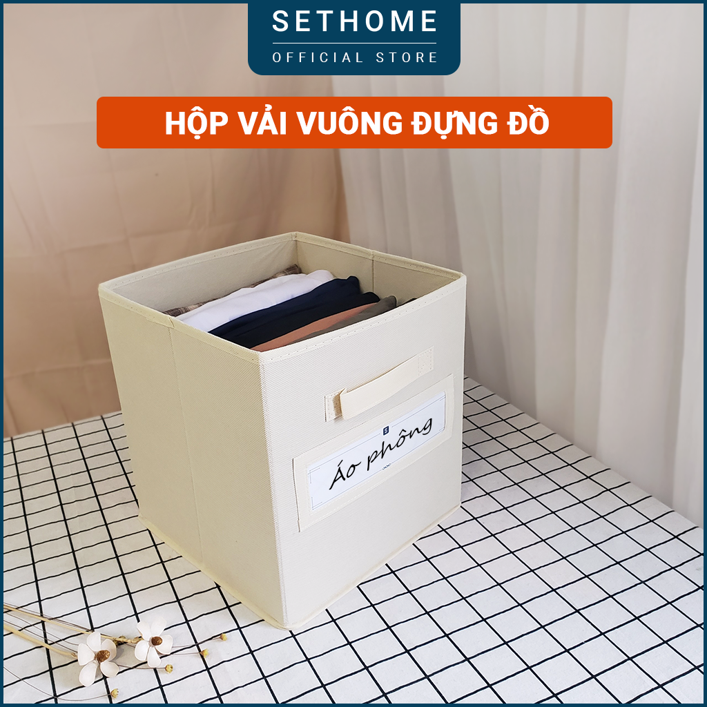 Hộp vải đựng quần áo vuông SETHOME đa năng giỏ đựng đồ lót sách vở đồ cá nhân thùng đựng mỹ phẩm cao cấp dễ dang gấp gọn