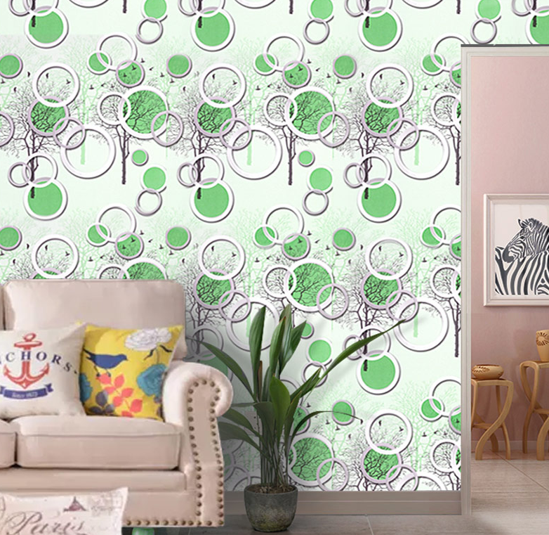 Combo 10 mét giấy dán tường, decal dán tường trang trí nhà cửa Ô TRÒN XANH LÁ khổ 45cm