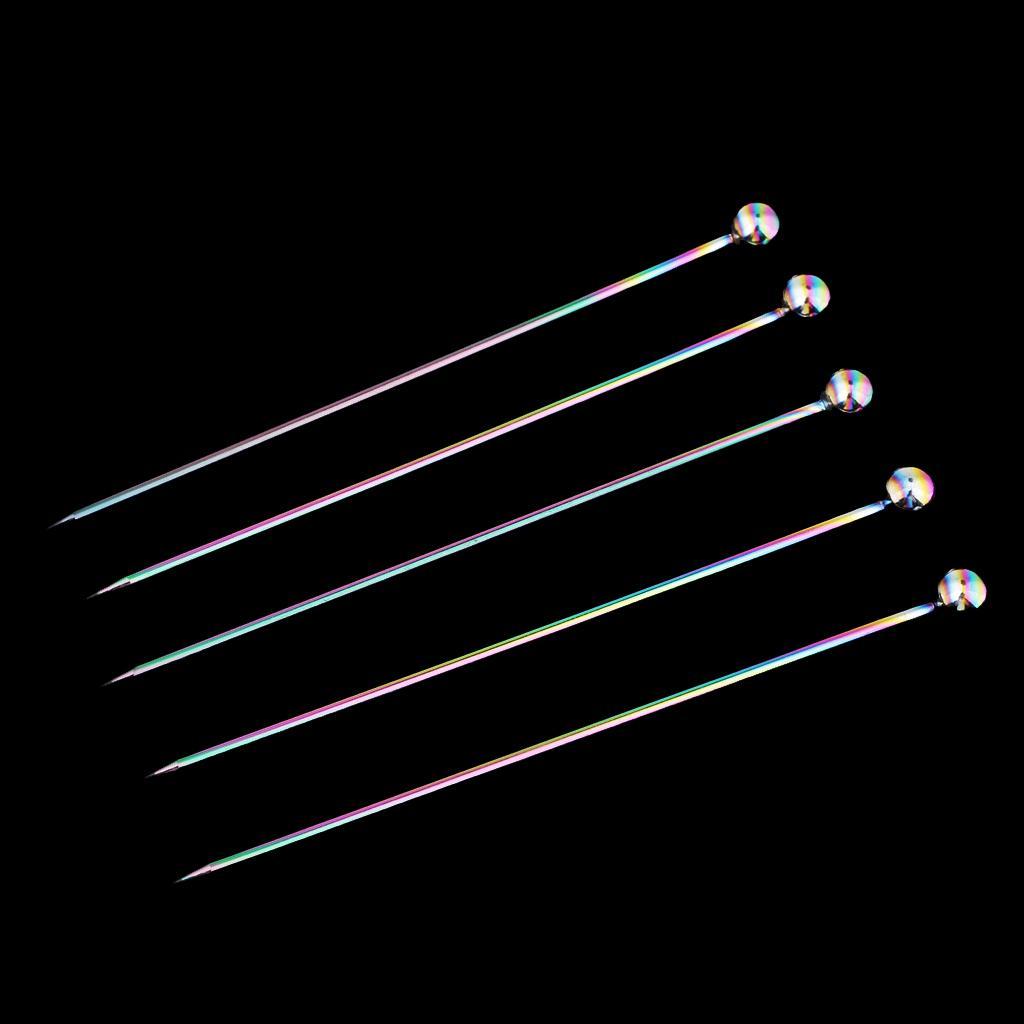 2-3pack 5Pcs/set Stainless steel Cocktail Picks Cocktail Fruit Sticks Bar Tools