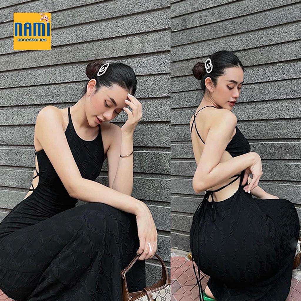 ( HÀNG CHUẨN ĐẸP ) Đầm Maxi Gân Nổi Cổ Yếm Đan Dây Lưng Sexy Gợi Cảm Quyến Rũ - ATNU003