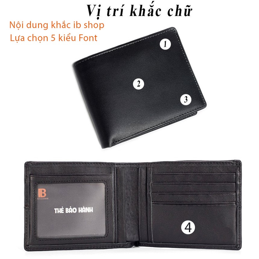 Ví nam da bò khắc tên theo yêu cầu V101K - Bụi leather