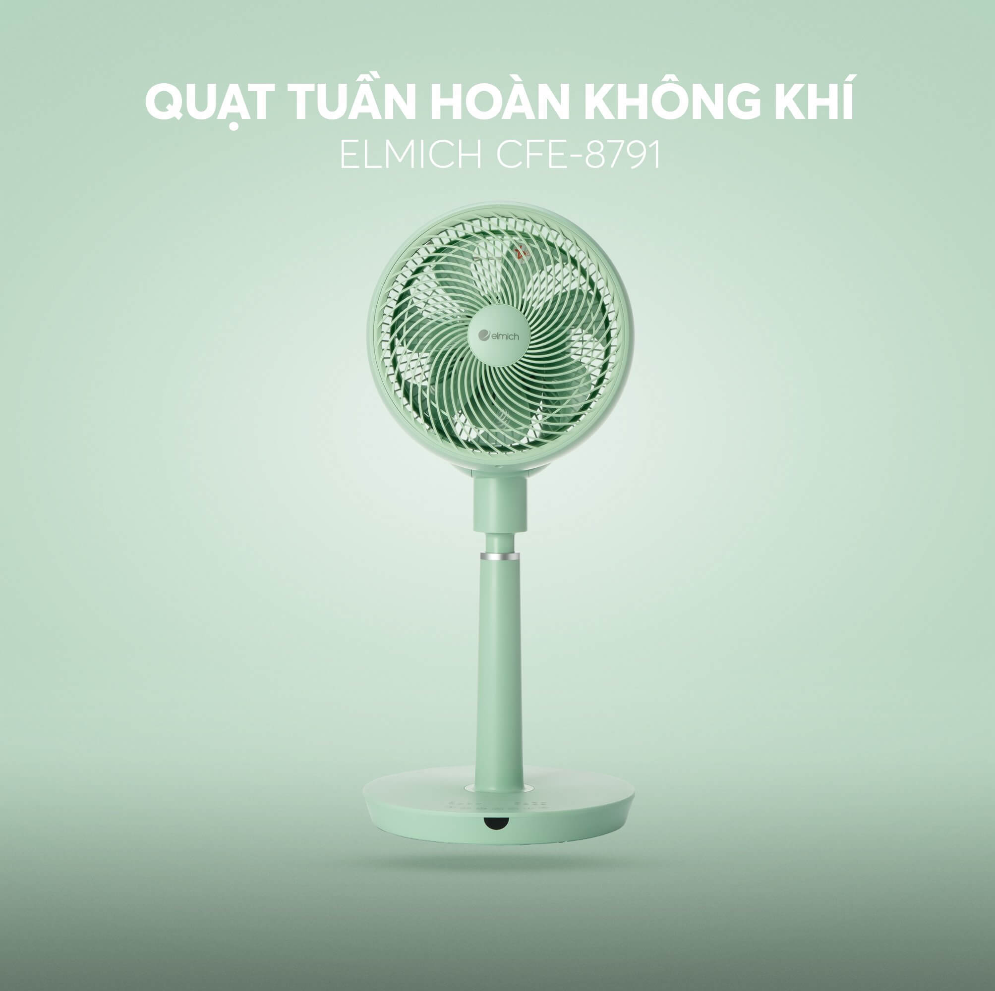 Quạt tuần hoàn không khí Elmich CFE-8791, làm mát diện rộng và làm mới không khí tới 20 lần/giờ, quạt tạo luồng gió tuần hoàn và điều hòa không khí trong phòng  - Hàng chính hãng