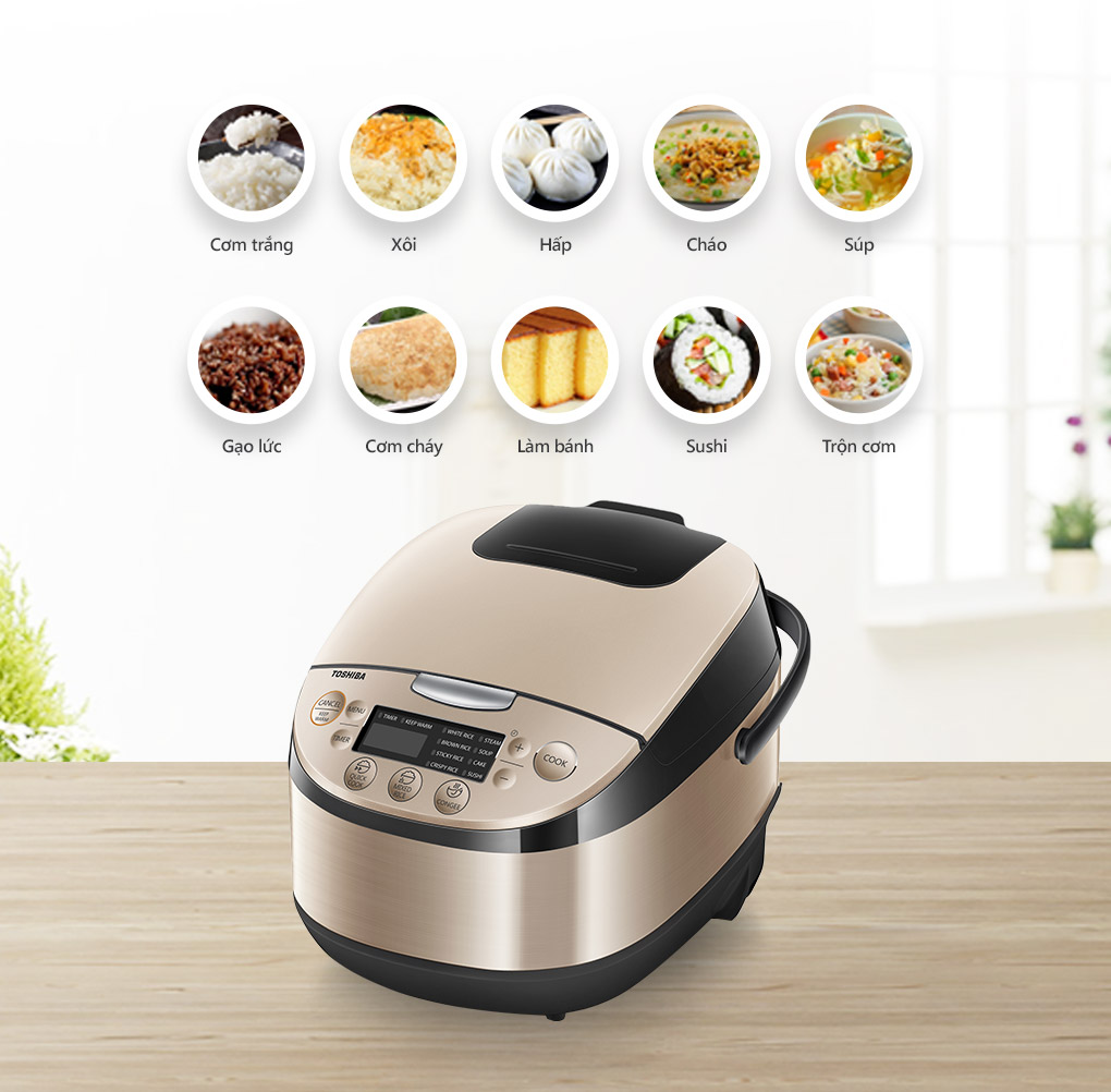 Nồi cơm điện tử Toshiba 1.8 lít RC-18DR3PV - Hàng chính hãng